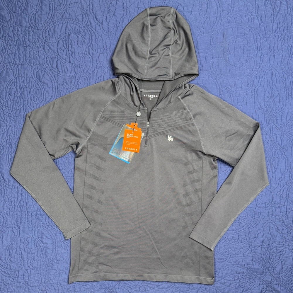 YoungLA Supervillain Half Zip Hoodie XL Gray Seamless Gym Training Hydrocool